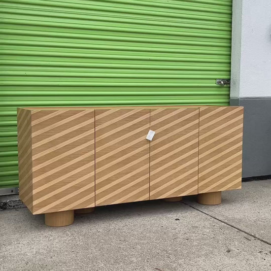 Oak Striped Raya Media Console & Sideboard Cabinet