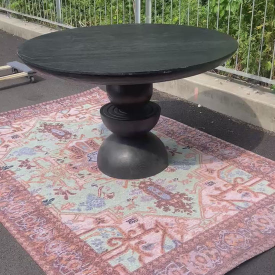 Sculptural Black Finish Dining Table