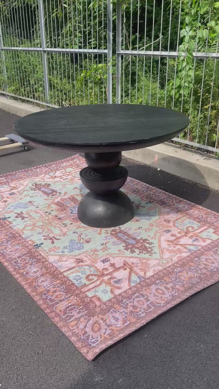 Sculptural Black Finish Dining Table